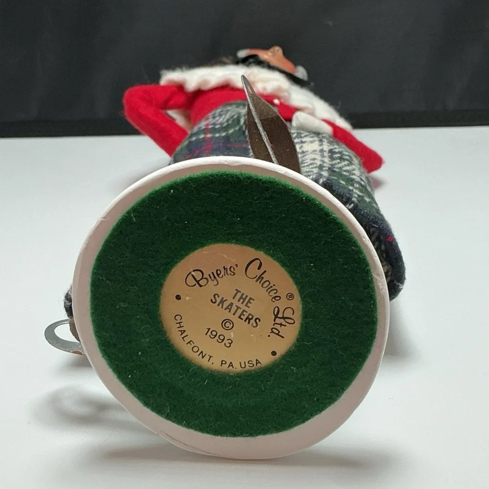Byers Choice 1993 Limited Edition 53/100 Ice Skater Woman Plaid White Base RARE
